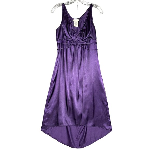 Vintage Purple Satin Midi Dress Size 6 Goddess Fairy Renaissance Y2K 90's - Picture 2 of 11
